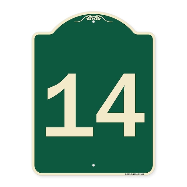 Signmission Sign with Number 14 Heavy-Gauge Aluminum Architectural Sign, 24" x 18", G-1824-22908 A-DES-G-1824-22908 - main